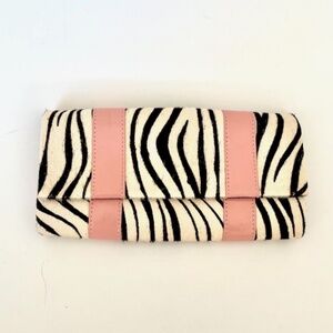 Vintage Tarah Smith Leather Zebra Print Clutch